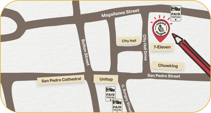Map showing Cowork@Mugna location in Davao City